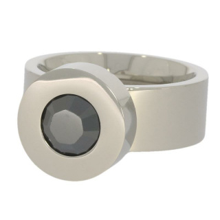 Ring Change Edelstahl . Swarovski® Crystal Jet Hematite